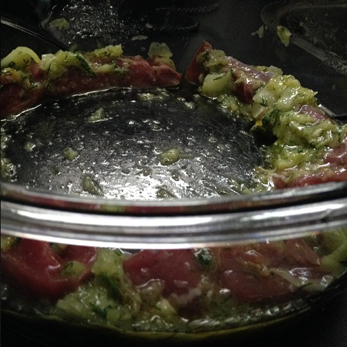 Marinated meat in instant Marinator